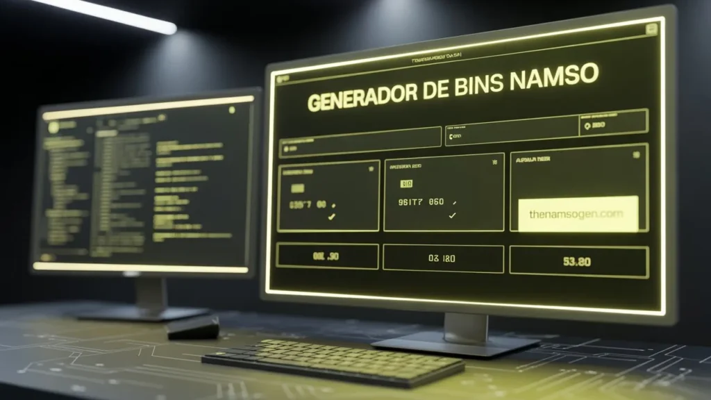 Diagrama que muestra la estructura de un número de tarjeta de crédito con los primeros 8 dígitos destacados en amarillo como BIN (Bank Identification Number) identificando red de pago Visa y banco emisor